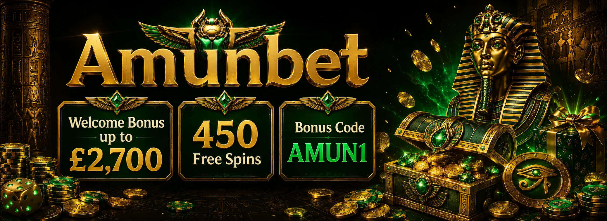 Amunbet — 450% Up to £2,700 + 450 free spins